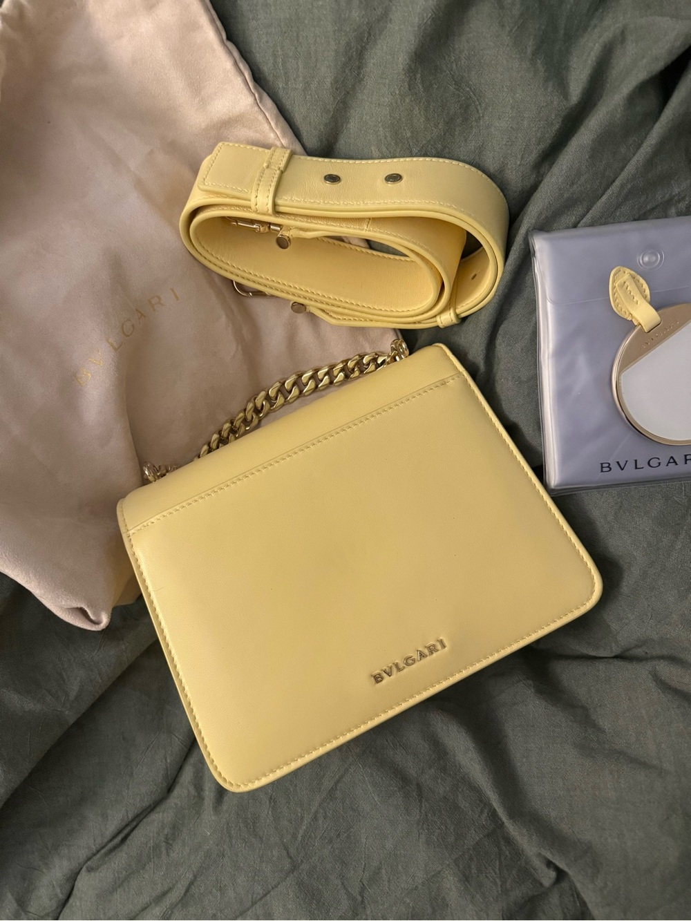 Bvlgari Yellow Calfskin Serpenti Forever Maxi Chain Crossbody Bag - Picture 7 of 15